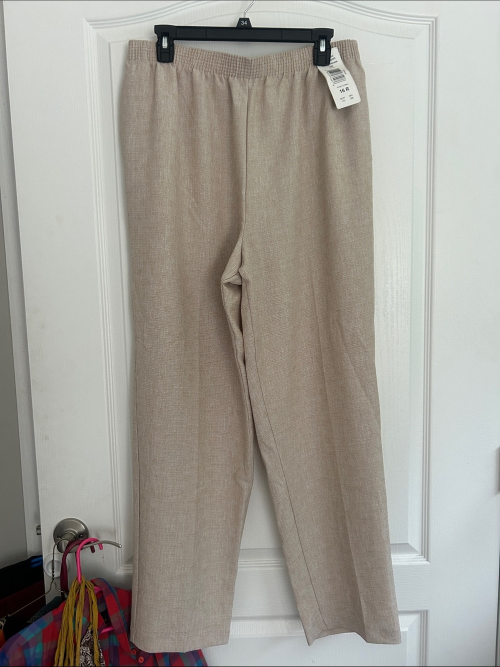 Allison Daley Neutral Beige Pull-On Straight Leg Trousers new 16